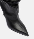 Balmain 95 leather wedge over-the-knee boots
