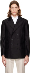 TOM FORD Black Double-Breasted Peacoat