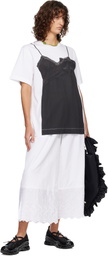 Simone Rocha White & Black Bow Sash Slip Dress Trompe L'Oeil T-shirt