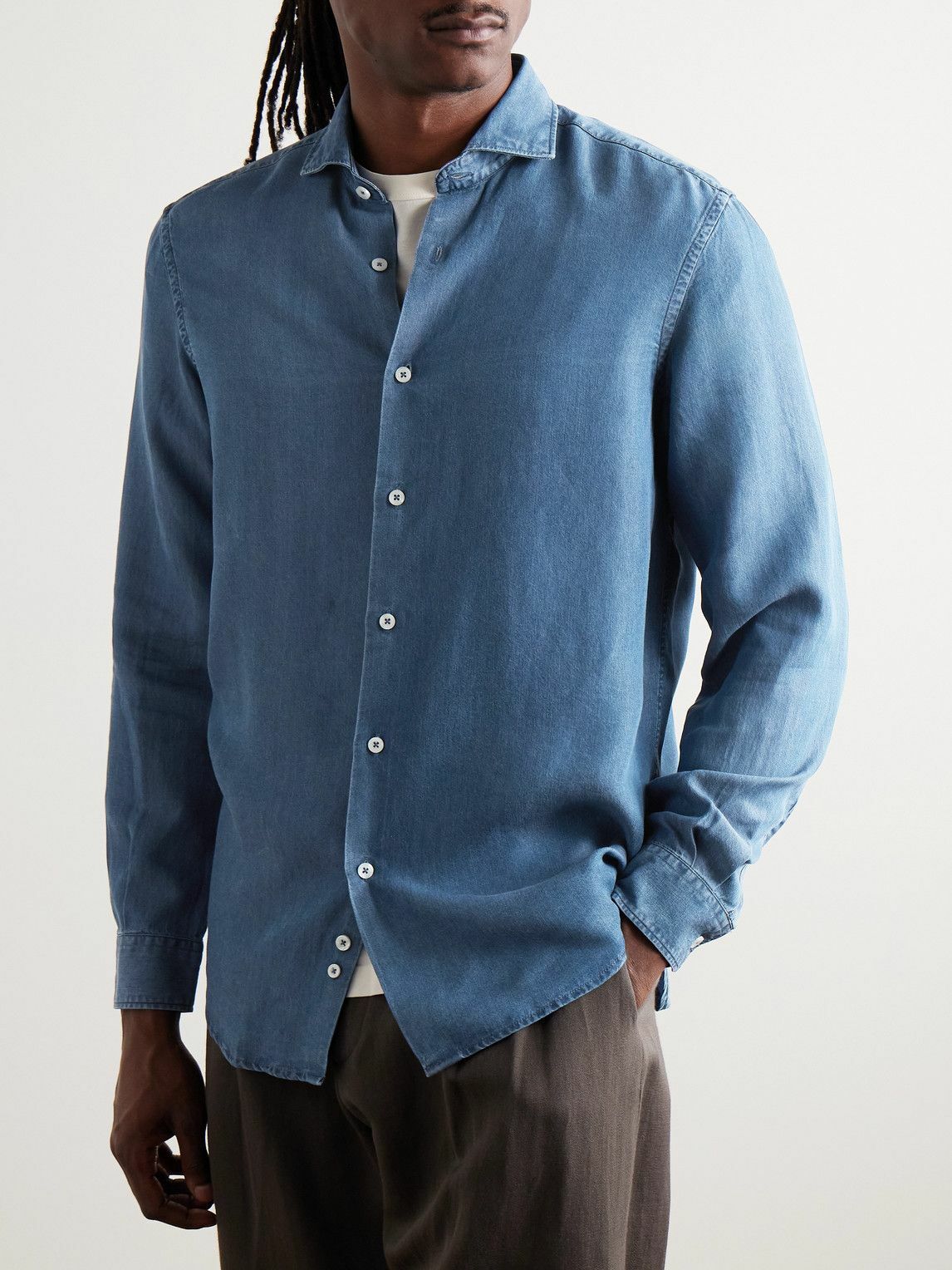 Altea - Antoine Lyocell-Chambray Shirt - Blue