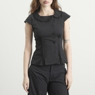 Peachy Den Women's Missy Asymmetric Blouse in Black