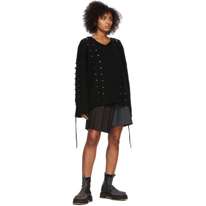 McQ Alexander McQueen Black and Red Deconstructed Kilt