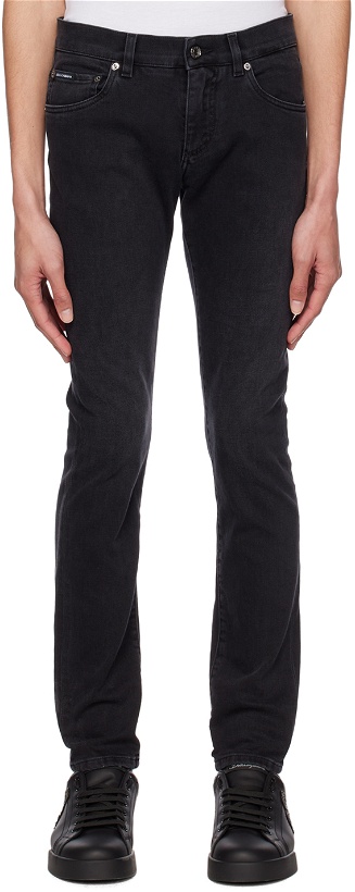 Photo: Dolce & Gabbana Black Faded Skinny Jeans