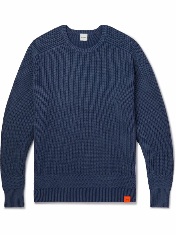 Photo: Aspesi - Ribbed Cotton Sweater - Blue