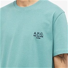 A.P.C. Men's A.P.C New Raymond Embroidered Logo T-Shirt in Grey Green