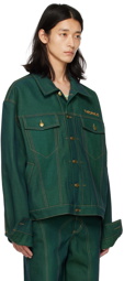 Theophilio SSENSE Exclusive Green Denim Jacket