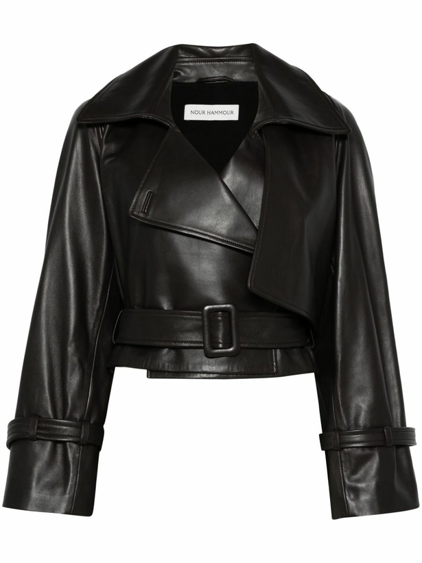 Photo: Nour Hammour Brown Hatti Leather Jacket