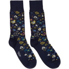 Paul Smith Navy Decoupage Floral Socks