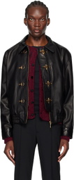 Ernest W. Baker Black Buckle Leather Jacket
