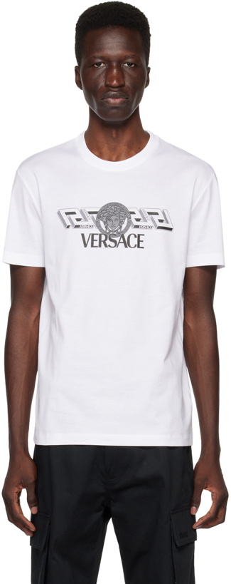 Photo: Versace White 'La Greca' T-Shirt