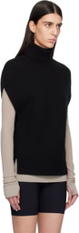 TOTEME Black Double-Knit Cape Turtleneck