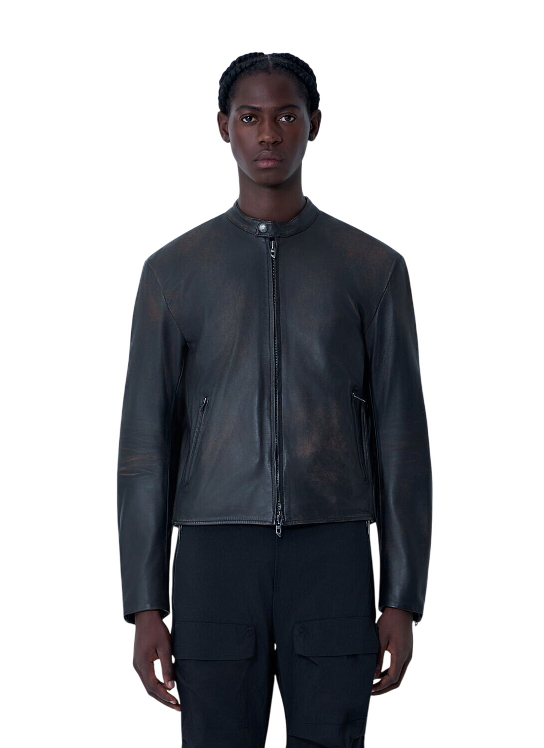 DIESEL L-nyn Leather & Denim Bomber Jacket Diesel