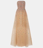 Elie Saab Embellished sheer tulle corset dress