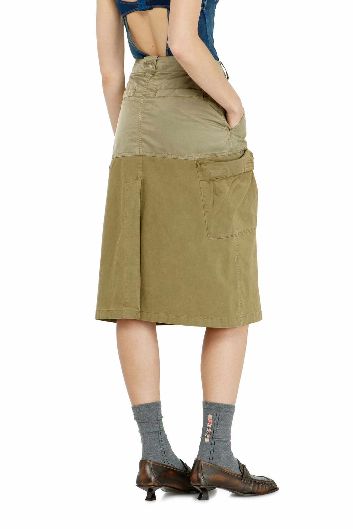 Diesel Cargo midi skirt in cotton and nylon - Skirts Womens in Green