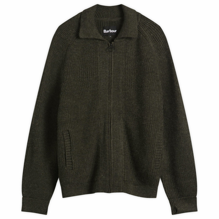 Photo: Barbour Men's Heritage + Garthman Zip Cardigan in Olive Ink