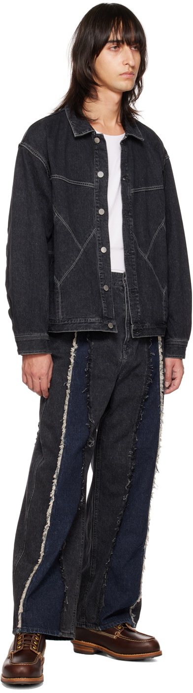 JieDa Black Panel Denim Jacket JieDa