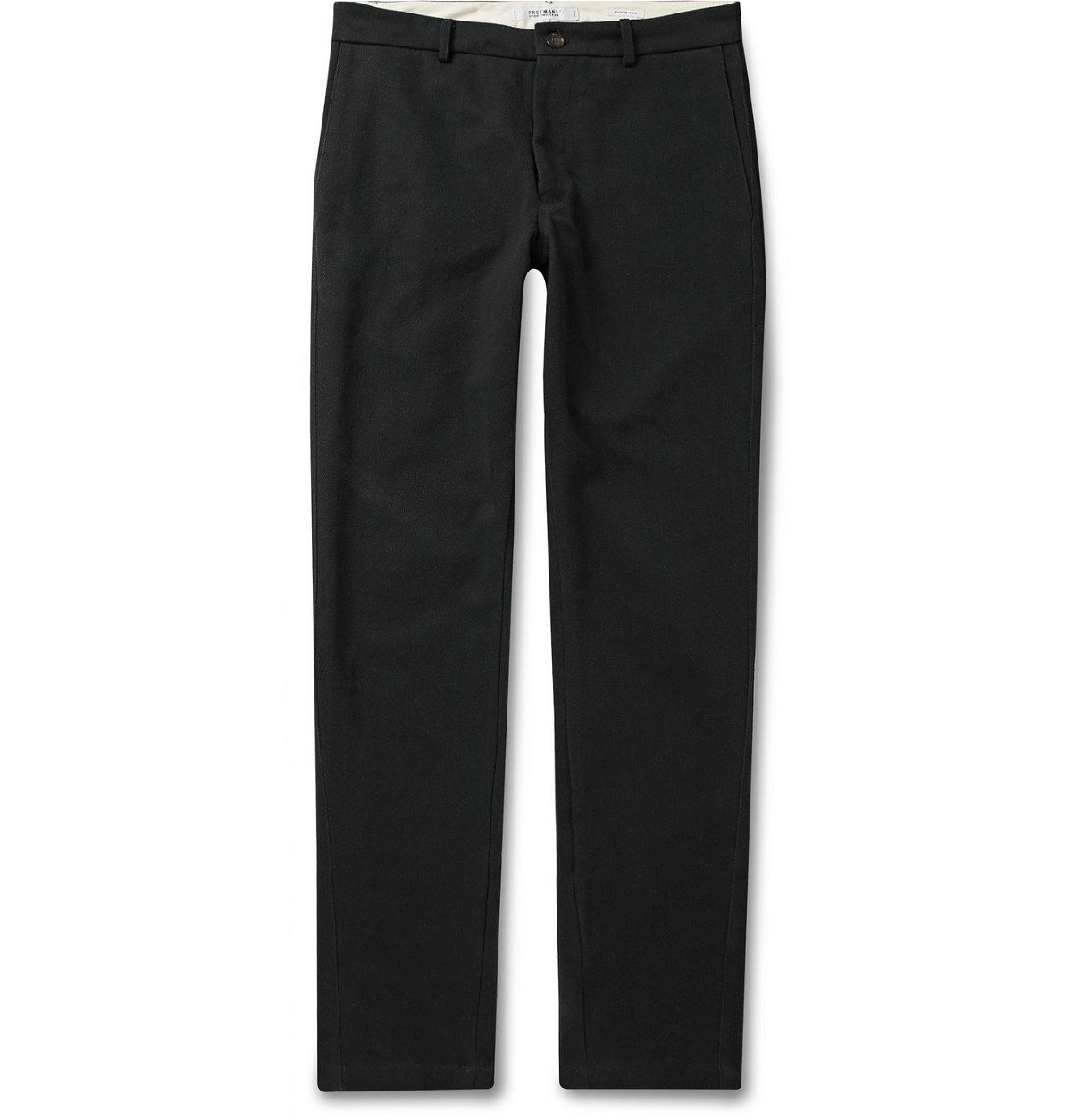 Photo: Freemans Sporting Club - Slim-Fit Brushed Cotton-Twill Trousers - Black