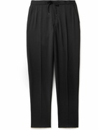 Mr P. - Tapered Wool Drawstring Trousers - Black