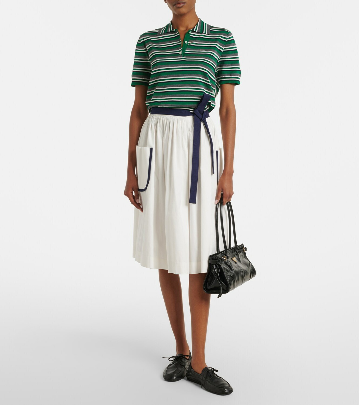Prada Striped cotton and silk polo shirt