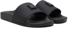Hugo Black Contrast-Logo Strap Slides