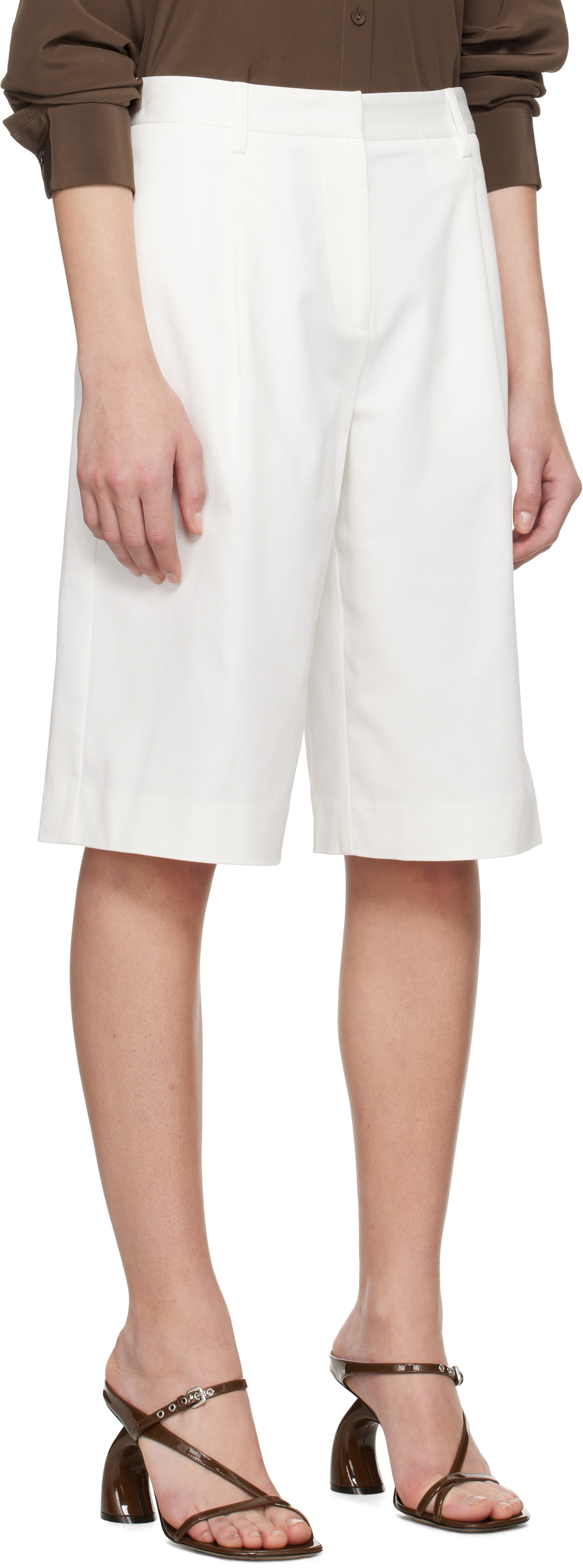 Matteau White Long Chino Shorts