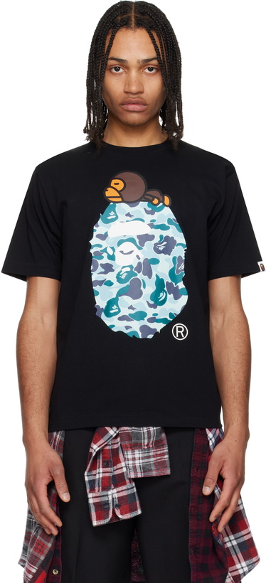 Photo: BAPE Black ABC Camo Milo On Big Ape T-shirt