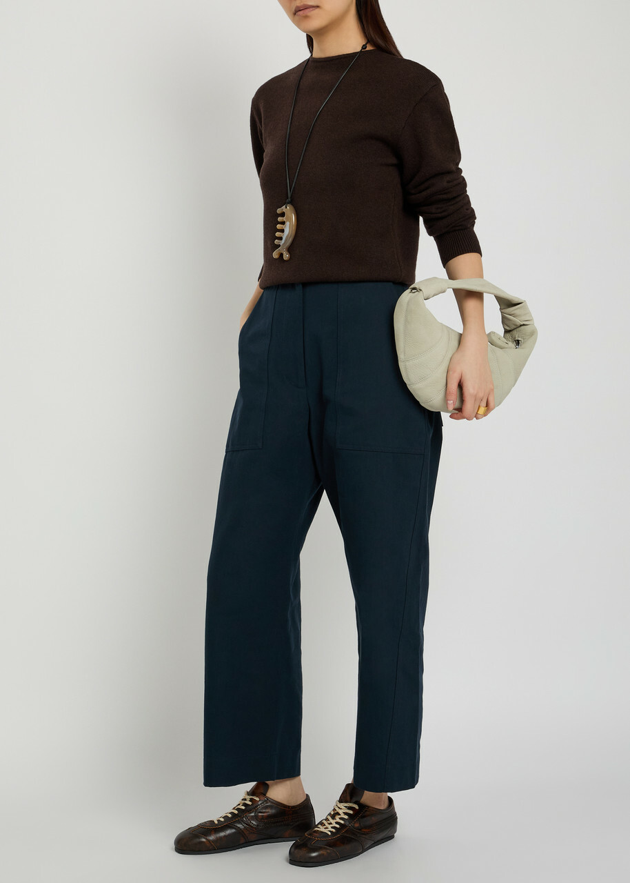 Studio Nicholson Twist Straight-leg Cotton Trousers Dark Purple