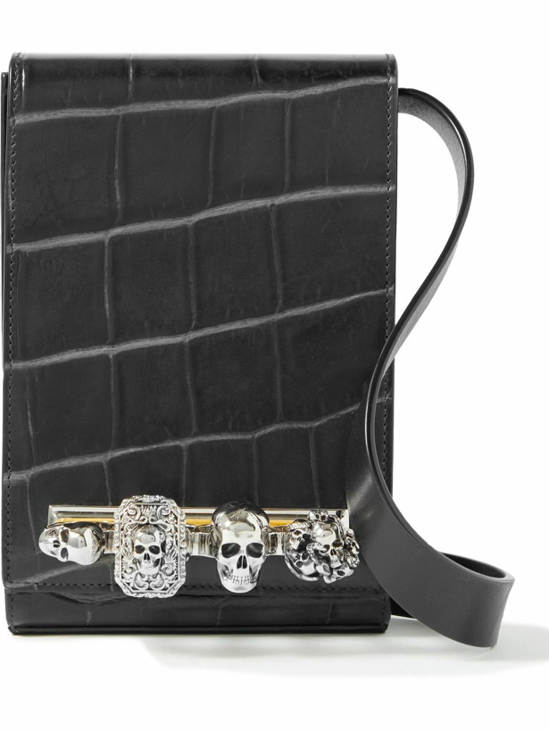 Photo: Alexander McQueen - Embellished Croc-Effect Leather Messenger Bag
