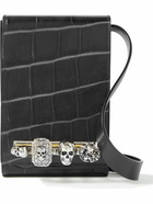 Alexander McQueen - Embellished Croc-Effect Leather Messenger Bag