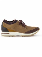Loro Piana - 360 Flexy Walk Leather-Trimmed Knitted Wish Silk Sneakers - Brown