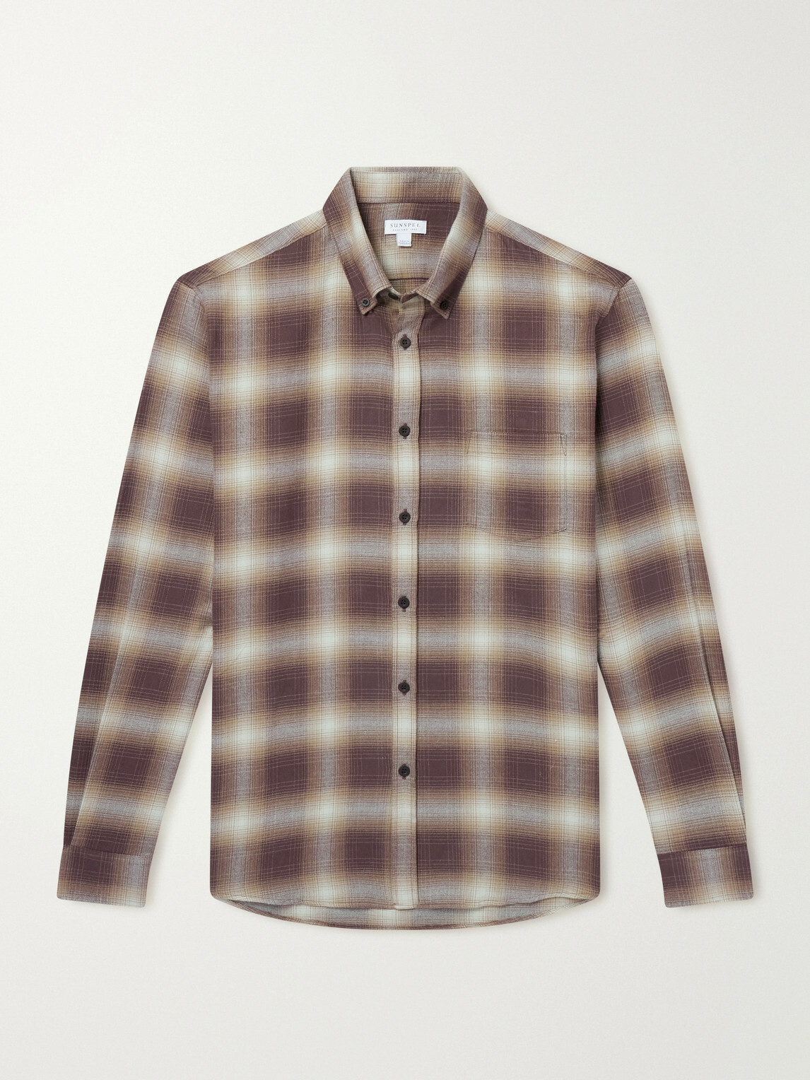 Sunspel - Checked Cotton-Flannel Shirt - Brown
