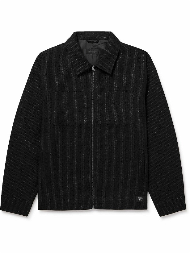 Photo: Saturdays NYC - Flores Metallic Pinstriped Felt Shirt Jacket - Black