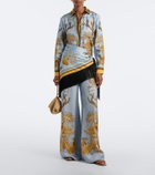 La DoubleJ Fringed printed silk twill scarf