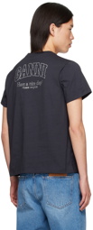 GANNI Navy Rhinestone T-Shirt
