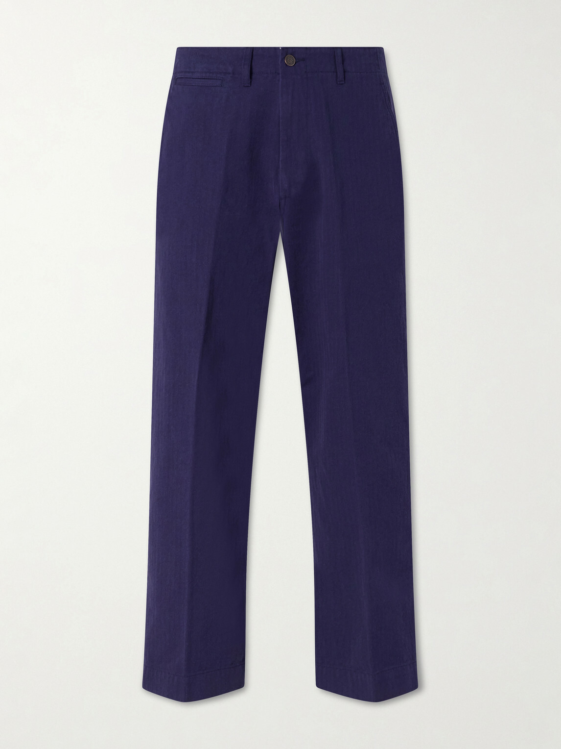 Beams Plus - Straight-Leg Herringbone Cotton Trousers - Blue