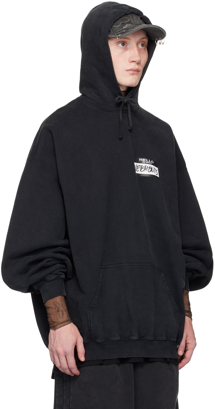 【VETEMENTS】ブラック My Name Is Vetements フーディ VETEMENTS Black 'My Name Is Vetements' Hoodie Vetements