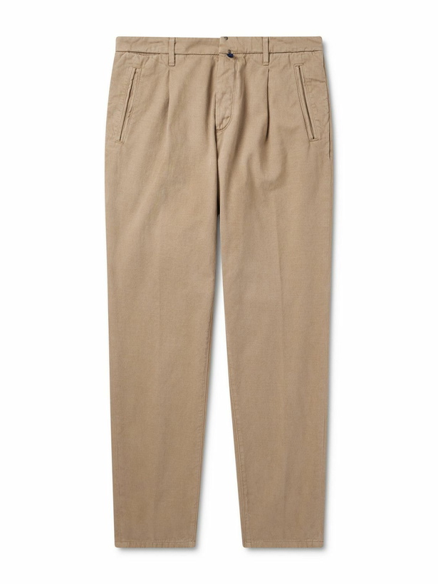 Photo: Incotex - Incotex Blue Division Straight-Leg Pleated Cotton and Cashmere-Blend Twill Trousers - Neutrals