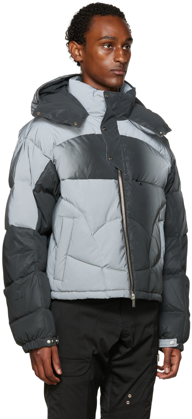 HELIOT EMIL Gray Reflective Down Jacket Heliot Emil