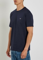 Gant Logo-embroidered Cotton T-shirt Navy
