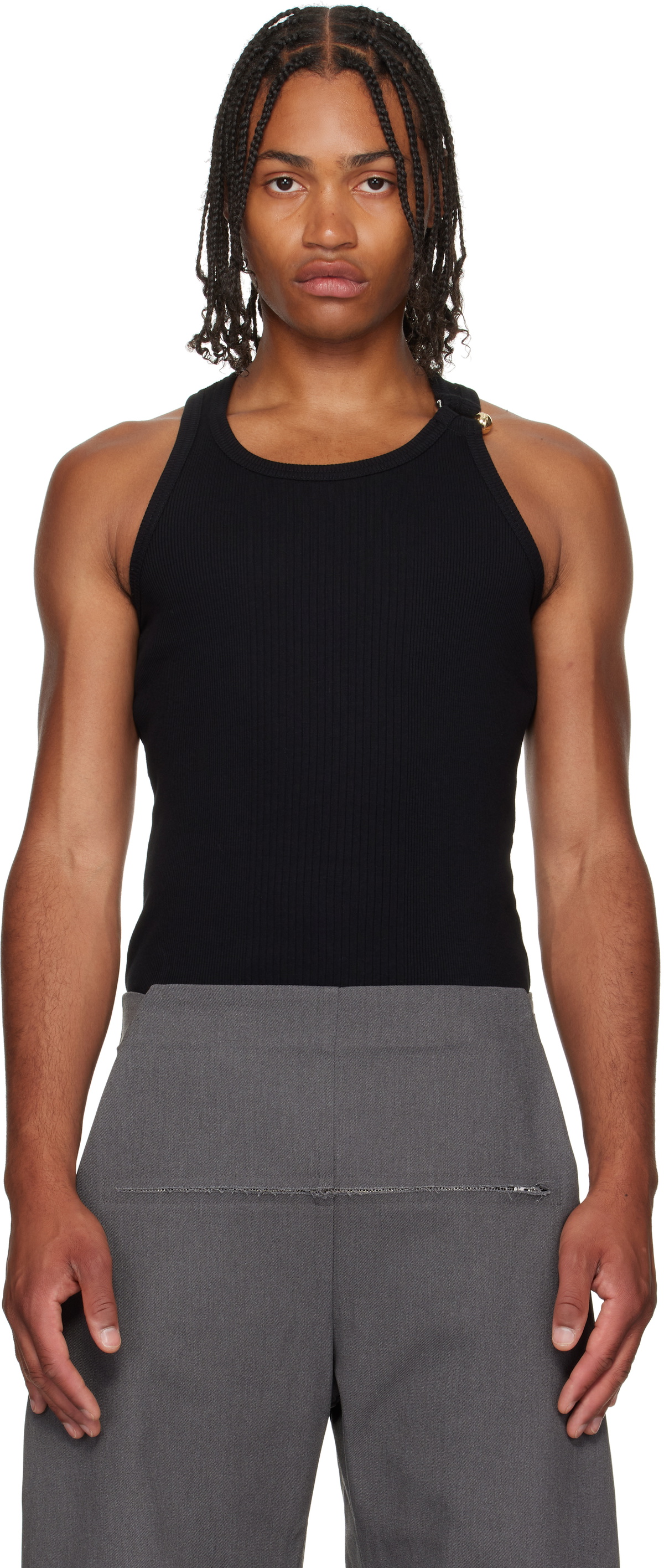 Jean Paul Gaultier Red & Off-White 'The Draped Double' Tank Top
