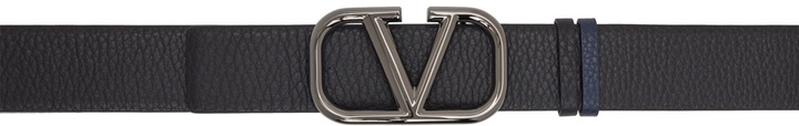 Photo: Valentino Garavani Black & Navy VLogo Reversible Belt