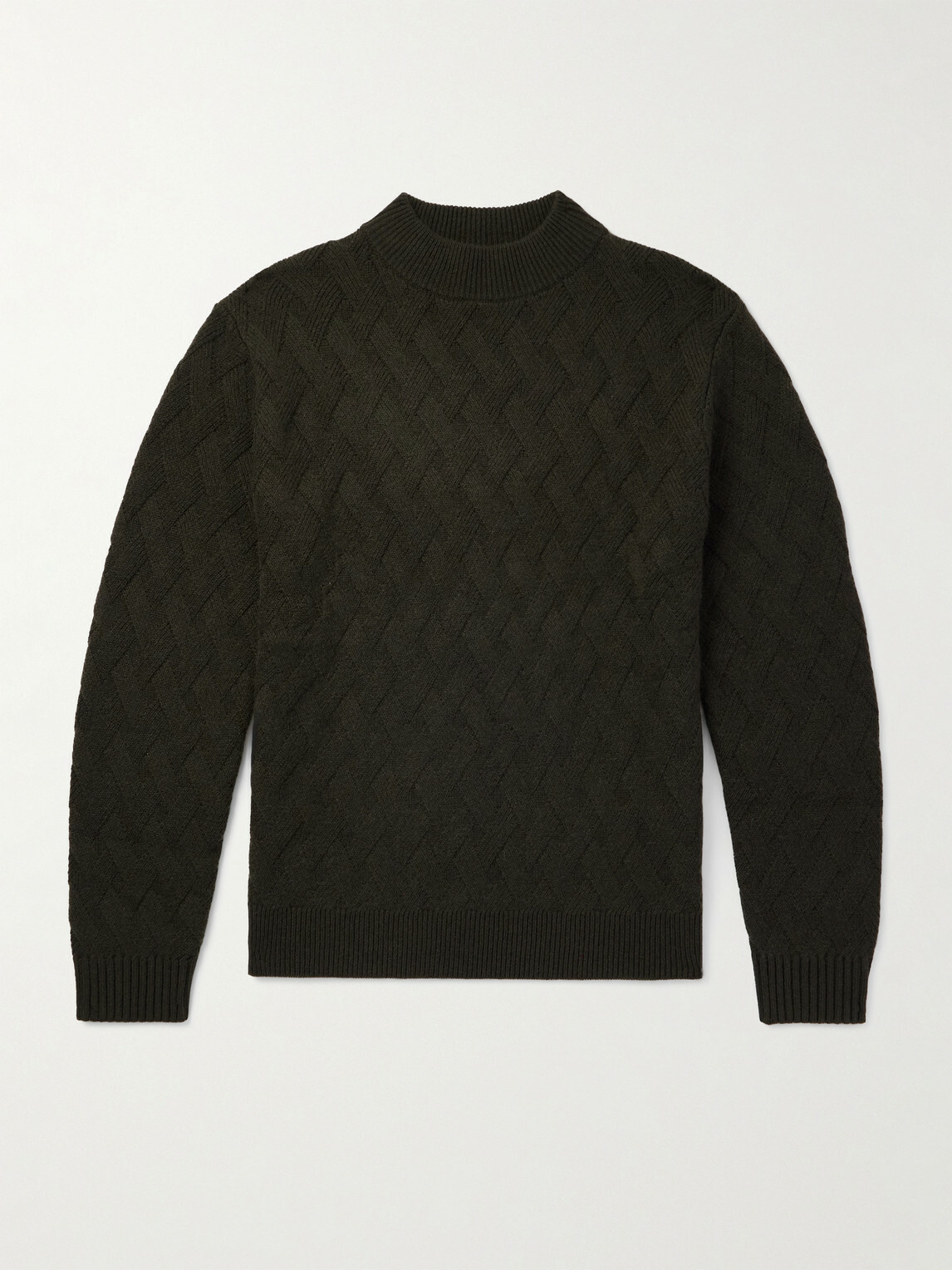 Allude - Cable-Knit Wool and Cashmere-Blend Mock-Neck Sweater - Green