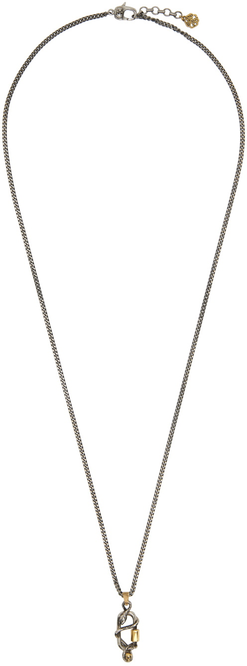 Alexander McQueen Gunmetal Snake & Skull Necklace Alexander McQueen