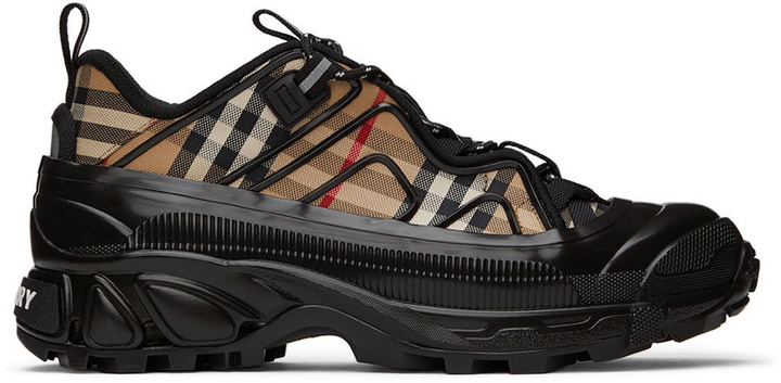 Photo: Burberry Black & Beige Arthur Check Sneakers