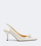 Magda Butrym Floral-appliqué satin slingback pumps