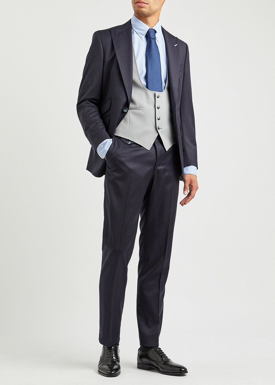 Eton Blue Piqué Cotton Oxford Shirt