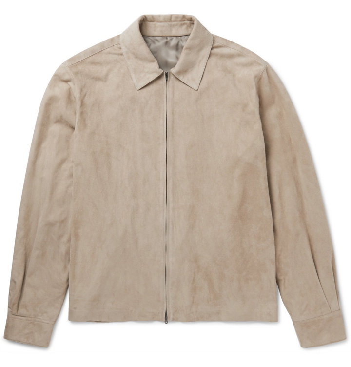 Photo: The Row - Harvey Suede Bomber Jacket - Brown