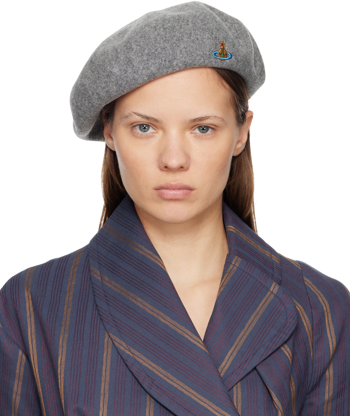 Vivienne Westwood Gray Embroidered Beret Vivienne Westwood Vivienne Westwood Gray Embroidered Beret Vivienne Westwood