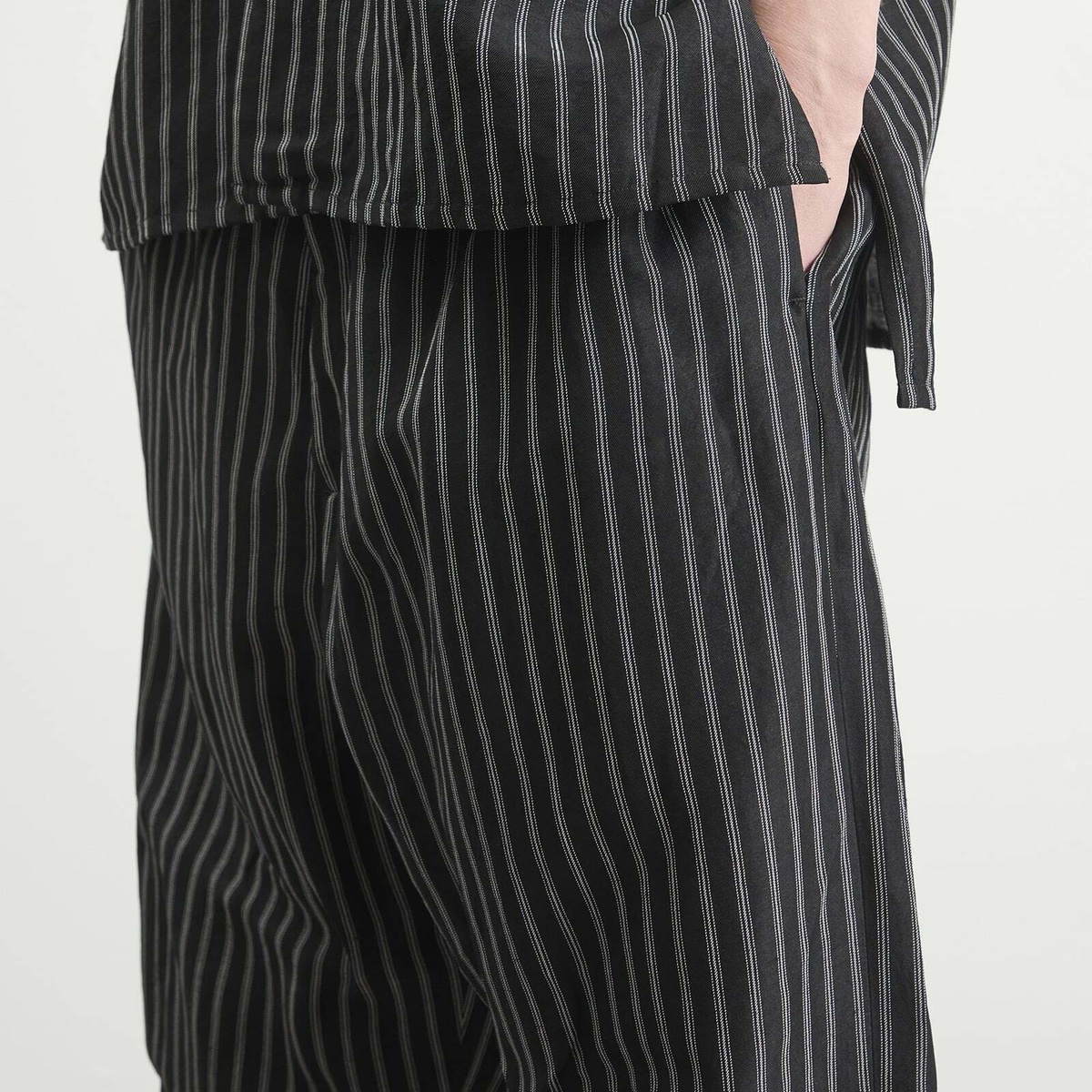 Willy Chavarria Men's Toluca Pinstripe Pant in Black/White Stripe