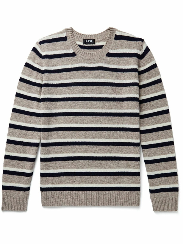 Photo: A.P.C. - Anthony Striped Virgin Wool Sweater - Brown